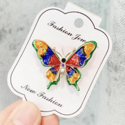 Pin Brože Butterfly zvíře pozlacené AB Barva Černá & Clear drahokamu 37mm x 31mm 1 kus