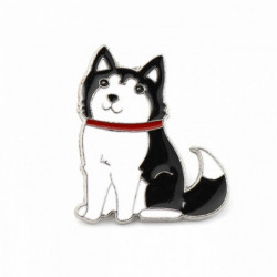 Pin Brože Husky Animal Black smalt 28mm x 24mm 1 kus