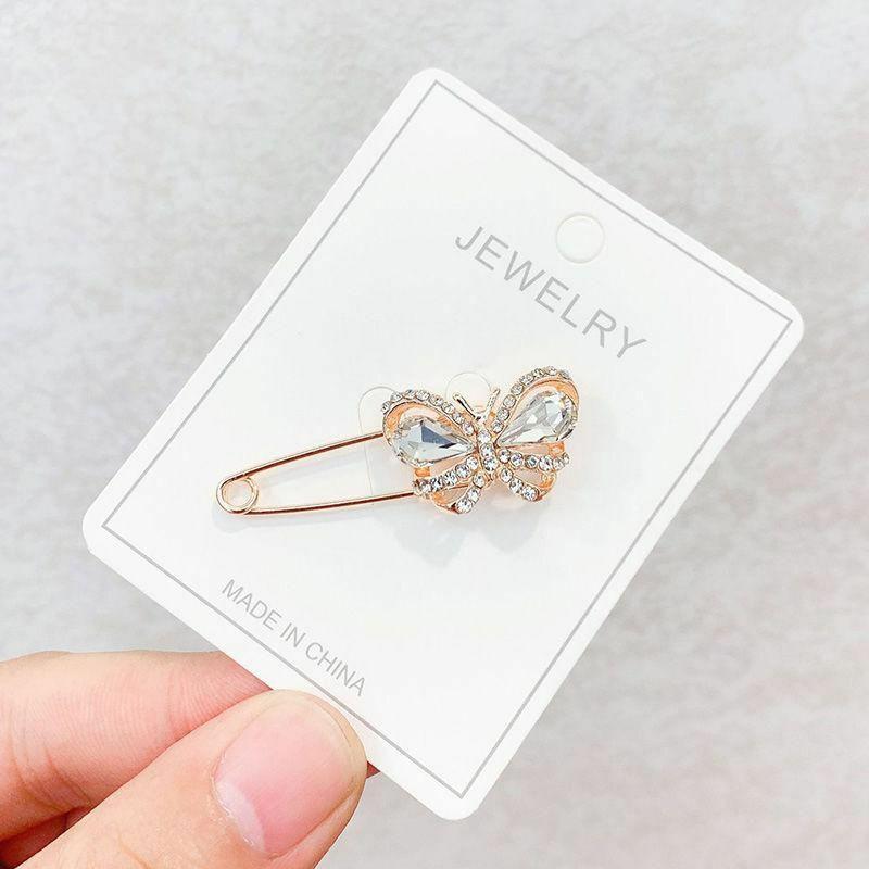 Pin Brože Butterfly Animal Rose Gold Clear drahokamu 40mm x 15mm 1 kus