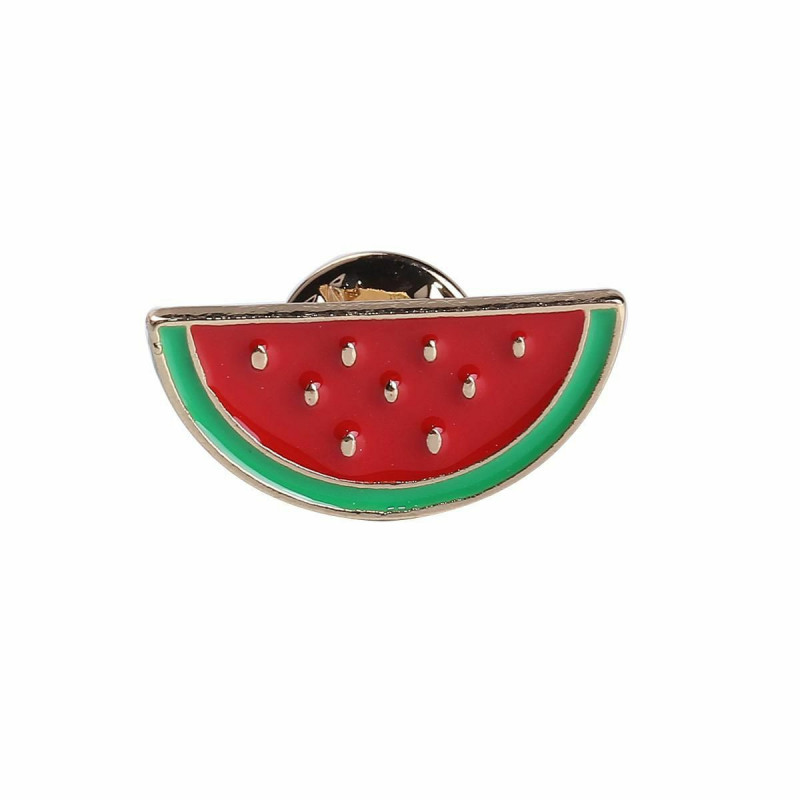 Pin Brooches Melounové ovoce Gold Plated Red & Green 24mm x 12mm 1 kus