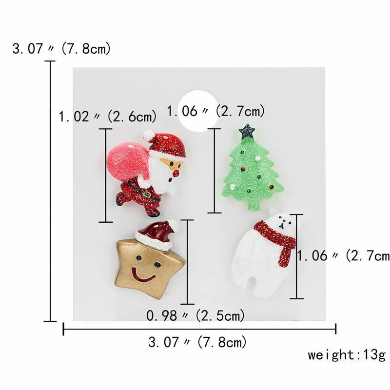 Pin Brože Vánoční Santa Claus strom vícebarevný smalt 27mm-25mm 1 sada (4 ks / sada)