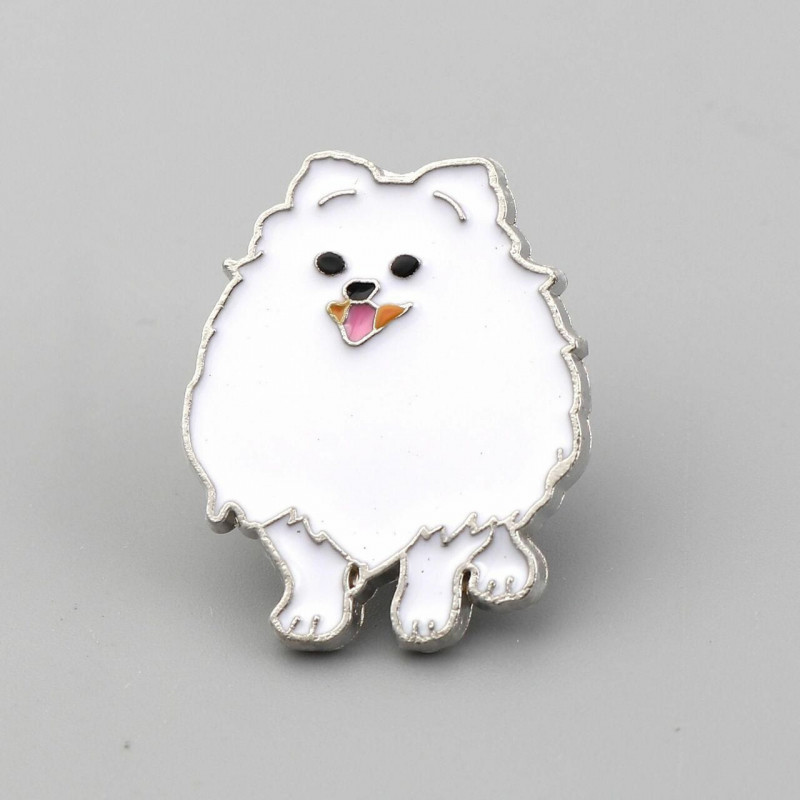 Pin Brože Pomeranian White smalt 25mm x 20mm 1 kus