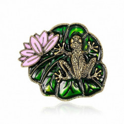 Halloween Pin Brooches Lotus Flower Frog Růžový a zelený 1 kus