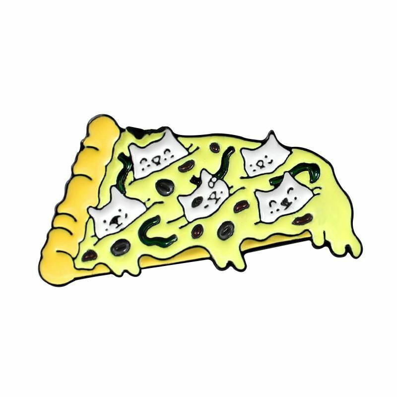 Pin Brože Pizza kočka Žlutá 39mm x 20mm 1 kus