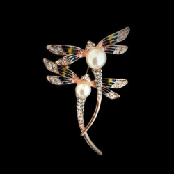 Pin Brože vážka Animal Multicolor imitace Pearl Clear drahokamu 63mm x 32mm 1 kus