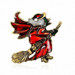 Pin Brooches Halloween čarodějnice zlatá červená 1 kus