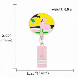 Pin Brože Round Crane Pink & Yellow smalt 52mm x 24mm 1 kus