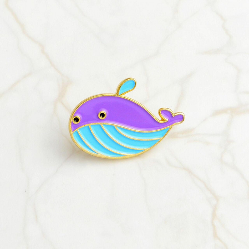 Ocean šperky Pin Brože Dolphin Animal Purple & Blue smalt 25mm x 17mm 1 kus