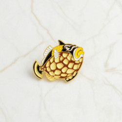 Ocean šperky Pin Brože Fish Animal Black & Yellow smalt 26mm x 20mm 1 kus