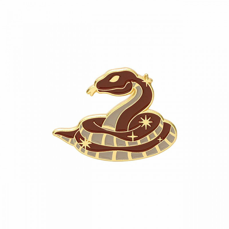 Pin Brože Snake Animal pozlacené šedé a hnědé smalt 31 mm x 23 mm 1 kus