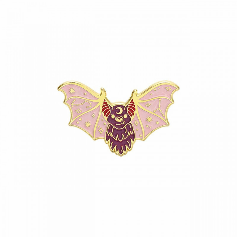 Pin Brože Halloween Bat zvíře pozlacené Pink & Fuchsia smalt 31mm x 18mm 1 kus