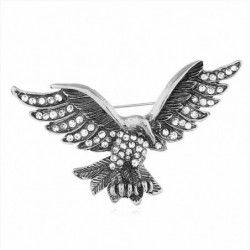 Pin Brože Eagle zvíře stříbrný tón Clear drahokamu 56mm x 28mm 1 kus