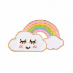 Pin Brože Rainbow Cloud Multicolor 33mm x 18mm 1 kus