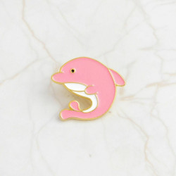 Ocean šperky Pin Brože Dolphin Animal White & Pink smalt 26mm x 22mm 1 kus