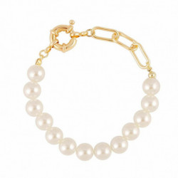 Barokní Dainty náramky Delikátní náramky Beaded Bracelet Gold Plated White Round Imitation Pearl 21cm(8 2/8") dlouhá, 1 kus