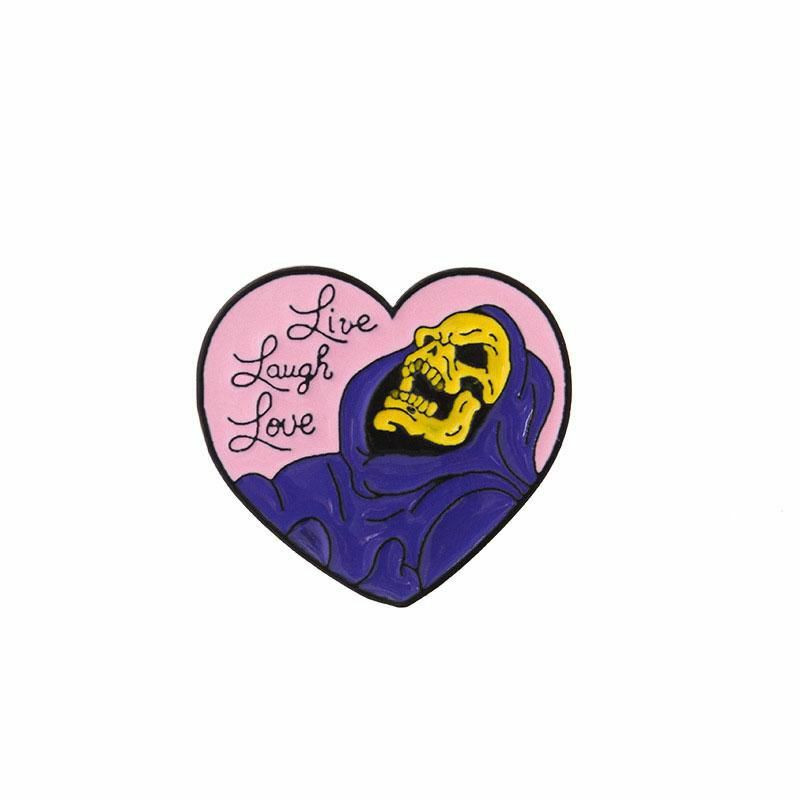 Halloween Pin Brože Srdce Lebka Purple Smalt 1 Kus