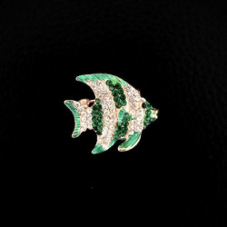 Pin Brože Fish Animal Green smalt Transparent & Green drahokamu 25mm x 23mm 1 kus