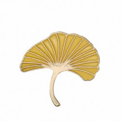 Pin Brože Gingko Leaf žlutý smalt 24mm x 23mm 1 kus