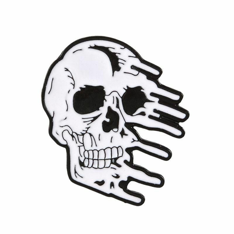 Halloween Pin Brože Skull Black & White smalt 1 kus SH007832