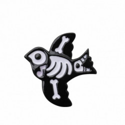 Halloween Pin Brože Pták Zvíře Black & White Smalt 1 Kus