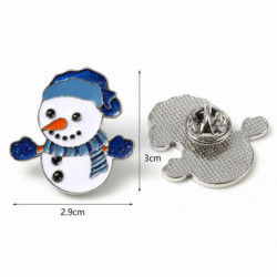 Zinek na bázi slitiny Pin Brooches Christmas Snowman Silver Tone bílá a modrá 3cm x 2, 9cm 2 ks