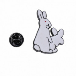 Pin Brože králík zvíře Gunmetal bílý smalt 3, 5 cm x 2, 5 cm 1 kus