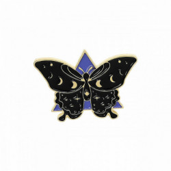 Pin Brože Butterfly Animal Black & Purple smalt 31mm x 23mm 1 kus