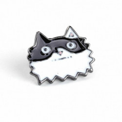 Pin Brože Cat Animal Gunmetal Black & White smalt 23mm x 19mm 1 kus