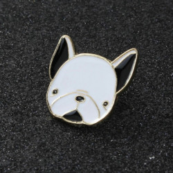 Tie Tac Lapel Pin Brooches Psí hlava Zvířecí zlato Plátěná černá a bílá Enamel 25mm(1") x 24mm(1"), 1 kus