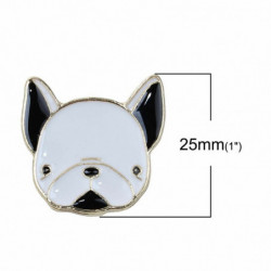 Tie Tac Lapel Pin Brooches Psí hlava Zvířecí zlato Plátěná černá a bílá Enamel 25mm(1") x 24mm(1"), 1 kus