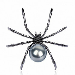 Hmyz Pin Brože Halloween Spider Animal Gunmetal stříbro-šedá imitace Pearl Black drahokamu 50mm x 45mm 1 kus