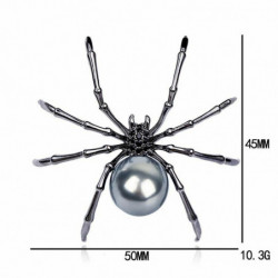 Hmyz Pin Brože Halloween Spider Animal Gunmetal stříbro-šedá imitace Pearl Black drahokamu 50mm x 45mm 1 kus