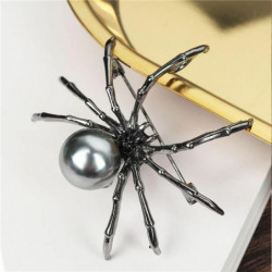 Hmyz Pin Brože Halloween Spider Animal Gunmetal stříbro-šedá imitace Pearl Black drahokamu 50mm x 45mm 1 kus