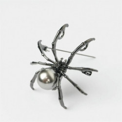 Hmyz Pin Brože Halloween Spider Animal Gunmetal stříbro-šedá imitace Pearl Black drahokamu 50mm x 45mm 1 kus