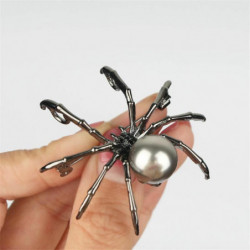 Hmyz Pin Brože Halloween Spider Animal Gunmetal stříbro-šedá imitace Pearl Black drahokamu 50mm x 45mm 1 kus