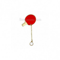 Tie Tac klopě Pin Brože Stolní tenis pádlo Bat & Ping Pong míč pozlacený červený smalt 69mm (2 6/8") x 35mm (1 3/8"), 1 kus