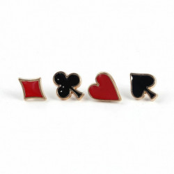 Pin Brože Plum Blossom Heart pozlacené Black & Red smalt 13mm x 10mm-12mm x 11mm 1 sada (4 ks / sada)