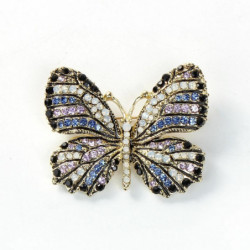 Pin Brože Butterfly zvíře pozlacené vícebarevný drahokamu 47mm (1 7/8") x 37mm (1 4/8"), 1 kus