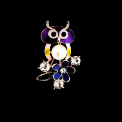 Pin Brože Sova Animal Multicolor imitace Pearl Clear drahokamu 40mm x 23mm 1 kus