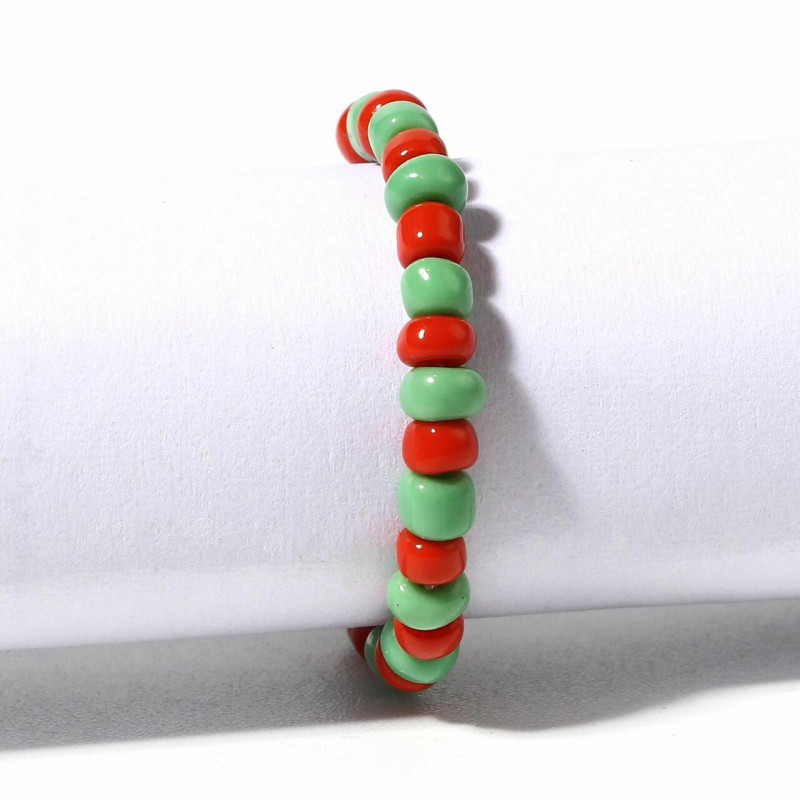 Skleněné prsteny Red & Green Elastic 17.3mm (US Size 7), 2 ks