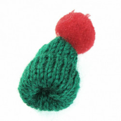 Vlněné Brože pletené čepice Zelená W / Červená Pom Pom Ball 53mm (2 1/8") x 31mm (1 2/8"), 1 kus