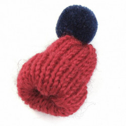 Vlněné Brože pletené čepice víno Červené W / Tmavě modrá Pom Pom Ball 53mm (2 1/8") x 31mm (1 2/8"), 1 kus