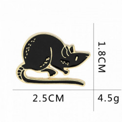 Pin Brože myš zvíře pozlacený černý smalt 25mm x 18mm 1 kus