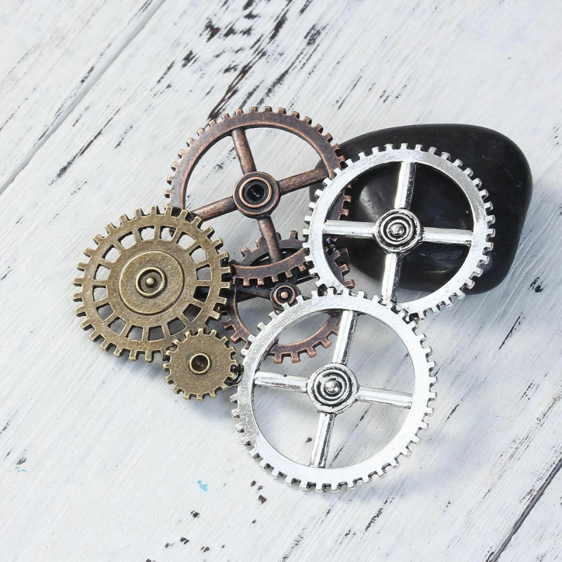 Zinková slitina Steampunk Pin Brože Gears Antique Silver & Antique Copper Hollow 78mm (3 1/8") x 78mm (3 1/8"), 1 kus