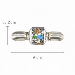 Pin Brože svetr klip květina stříbrný tón vícebarevný smalt 90mm x 32mm 1 kus