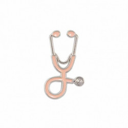 Pin Brooches Stethoscope stříbrný tón světle růžový 26mm x 15mm 1 kus