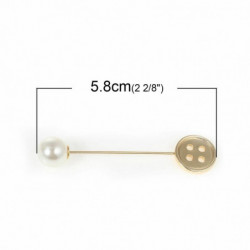 Šperky Stick Pin Brože pozlacené tlačítko bílá akrylová Imitace perly 58cm( 22 7/8") x 14mm (4/8"), 1 kus