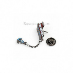 Tie Tac klopy Pin Brože Boat & Anchor Gunmetal Multicolor smalt 52mm x24mm (2 "x1") 11mm x6mm (3/8 "x 2/8"), 1 kus