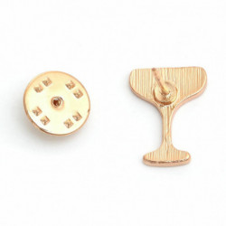 Tie Tac klopě Pin Brože pozlacené Sklenice na víno pohár růžový smalt 17mm (5/8") x 13mm (4/8"), 1 kus