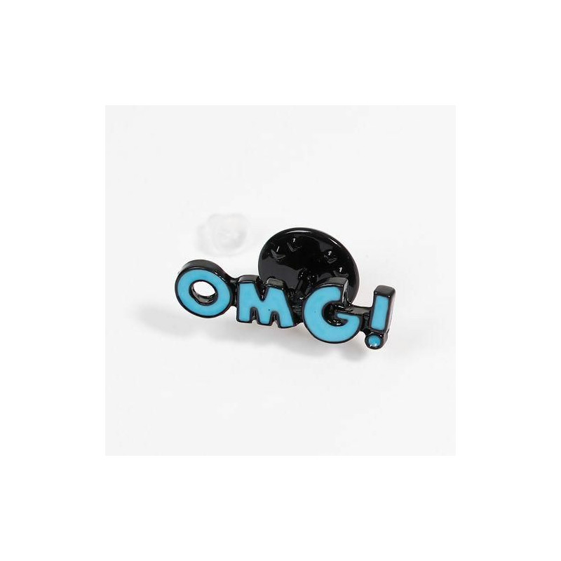 Tie Tac klopy Pin Brože zpráva "OMG! "Black & Blue smalt 24mm (1") x 8mm( 3/8"), 1 kus